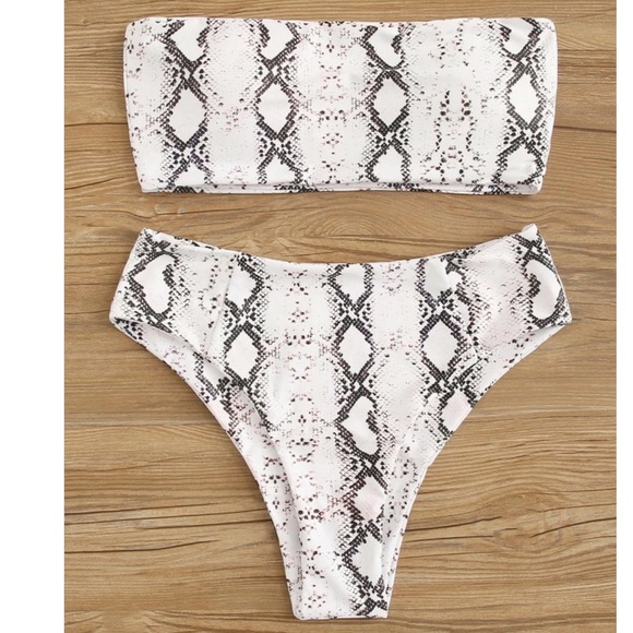 Snack skin bandeau high waist bottom bikini set - Picture 3 of 6